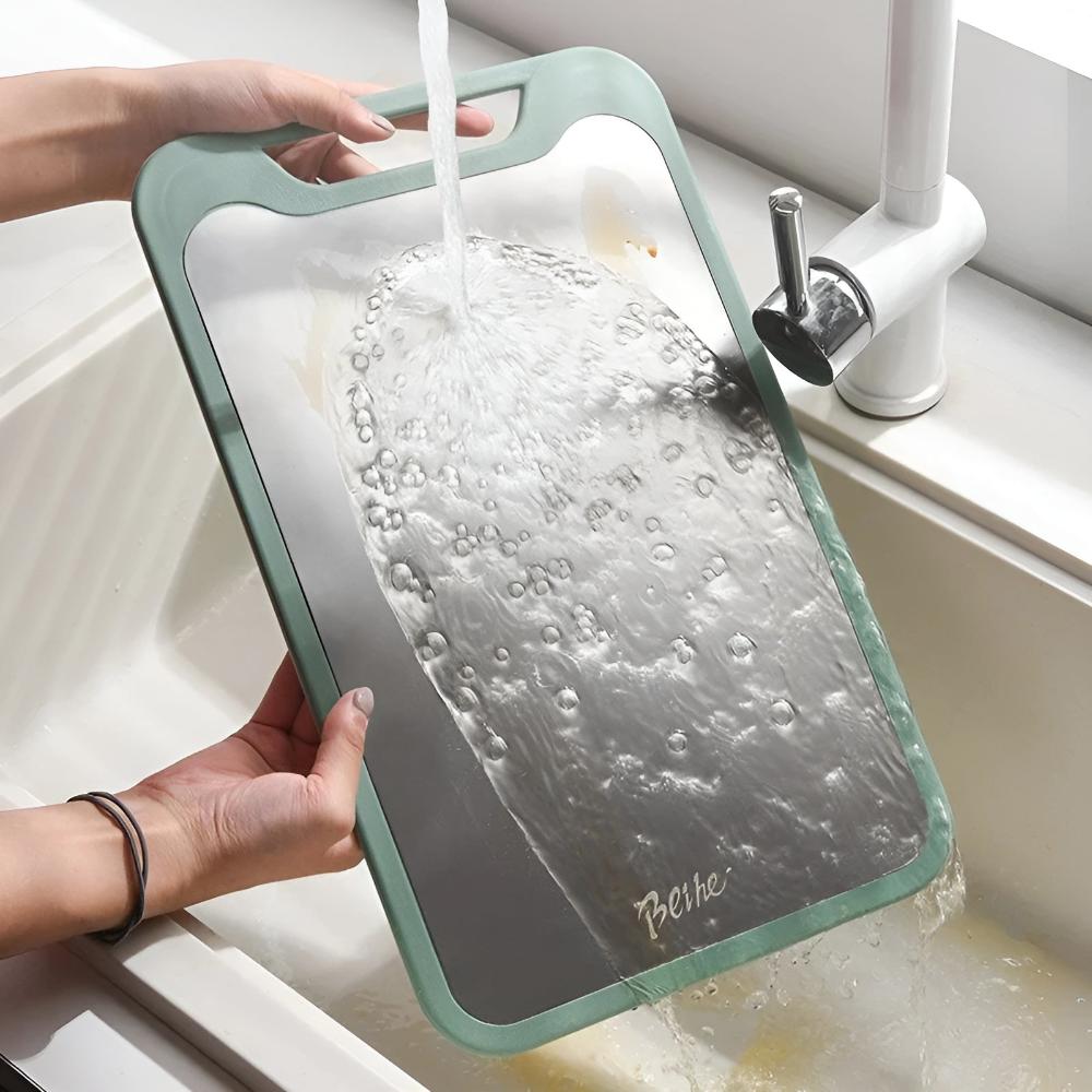Reversible Cutting Board with Stainless Steel and Rice Fiber Surfaces Plus Built-In Garlic Grater for Meat Vegetables Fruit Kitchen Prep | Lonoma