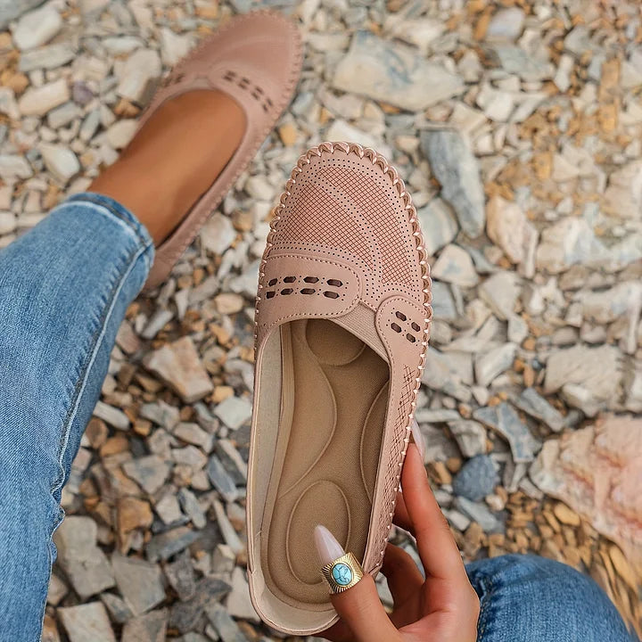Women's Perforated Leather Slip-On Loafers for Effortless Summer Style | Koossa