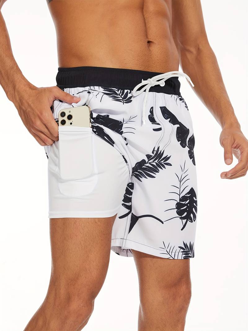 Men's Quick-Dry Swim Shorts in Lightweight Fabric | Relaxed Fit Mid-Thigh Beach Trunks with Elasticated Drawstring Waist and Side Pockets for Holiday Swimming Pool Summer | Koossa