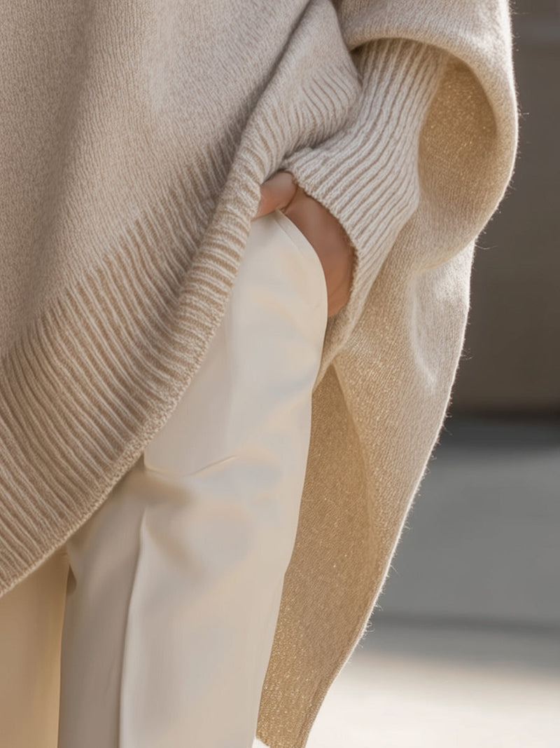 Women's Oversized Round Neck Knitted Jumper — Relaxed Fit Pullover for Everyday Elegance & Casual Autumn Layering | Koossa
