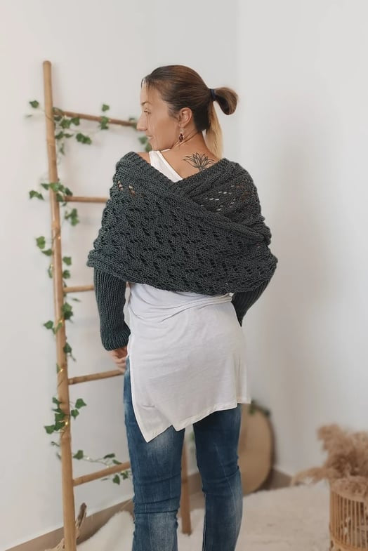 Women's Off-Shoulder Knit Shrug — Open-Weave Layering Wrap for Autumn & Winter Casual Elegance | Koossa