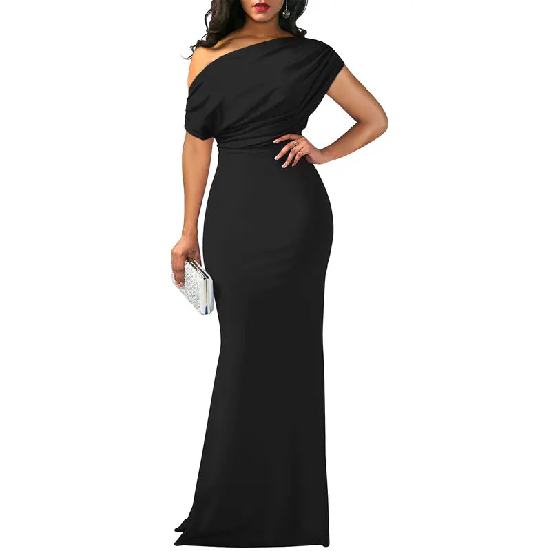 Women's Off-Shoulder Floor-Length Evening Gown in Ten Classic Colours for Galas, Weddings, and Formal Occasions | Koossa