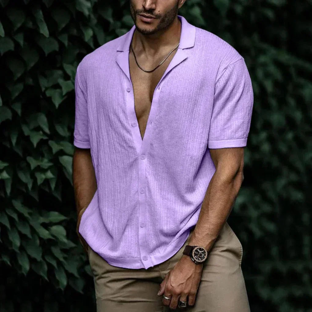 Men's Button-Front Summer Shirt — Lightweight Relaxed Fit Shirt for Casual Wear & Warm Weather | Koossa