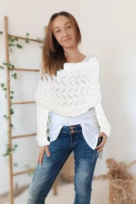 Women's Off-Shoulder Knit Shrug — Open-Weave Layering Wrap for Autumn & Winter Casual Elegance | Koossa