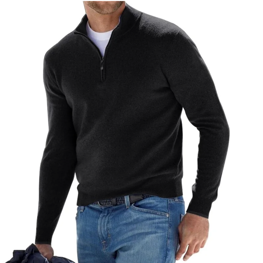 Men's Half-Zip Pullover Jumper — Classic Casual Knitwear for Everyday Comfort & Smart-Casual Style | Koossa
