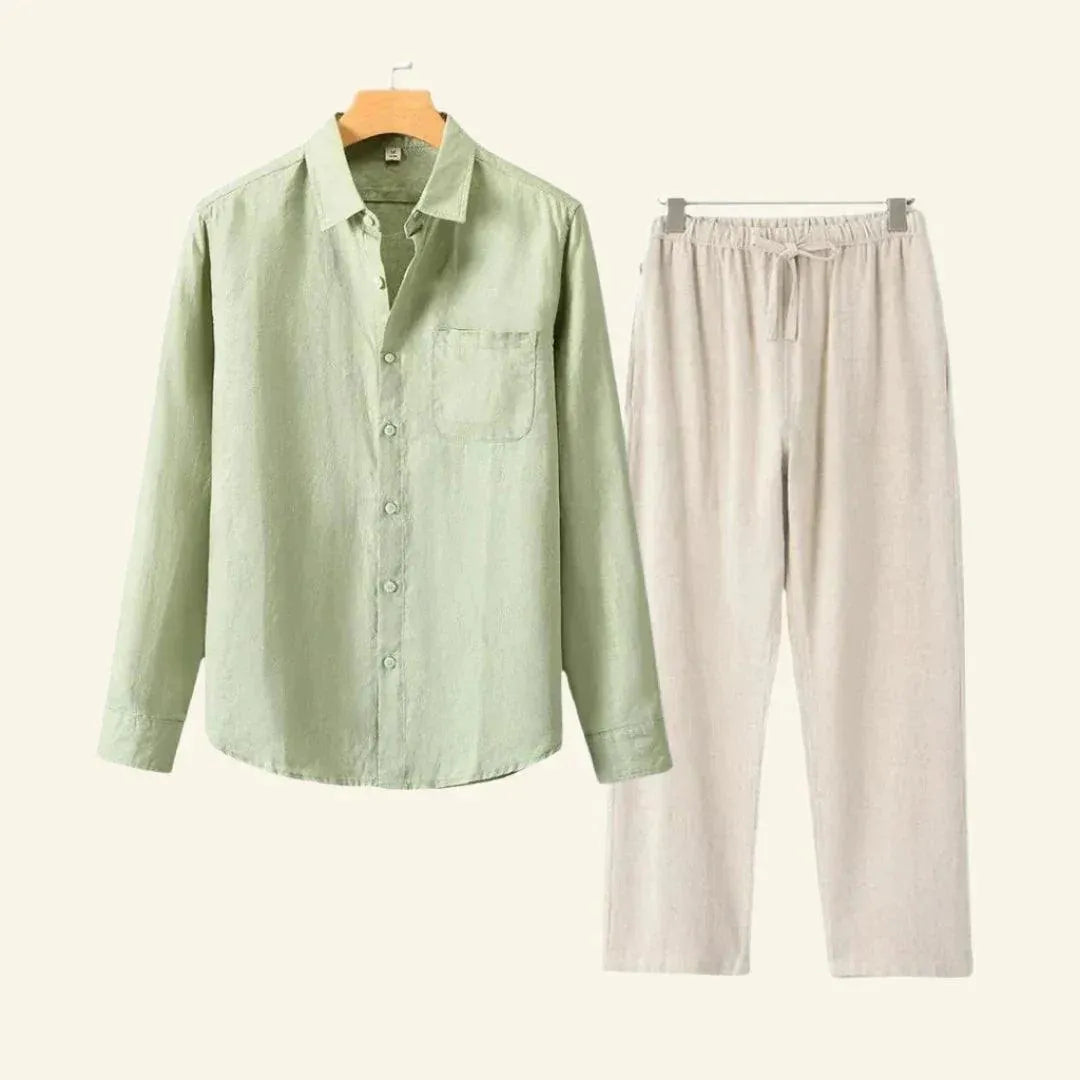 Men's Short-Sleeved Shirt and Trousers Separates Set — Classic Coordinates for Smart Casual Occasions | Koossa