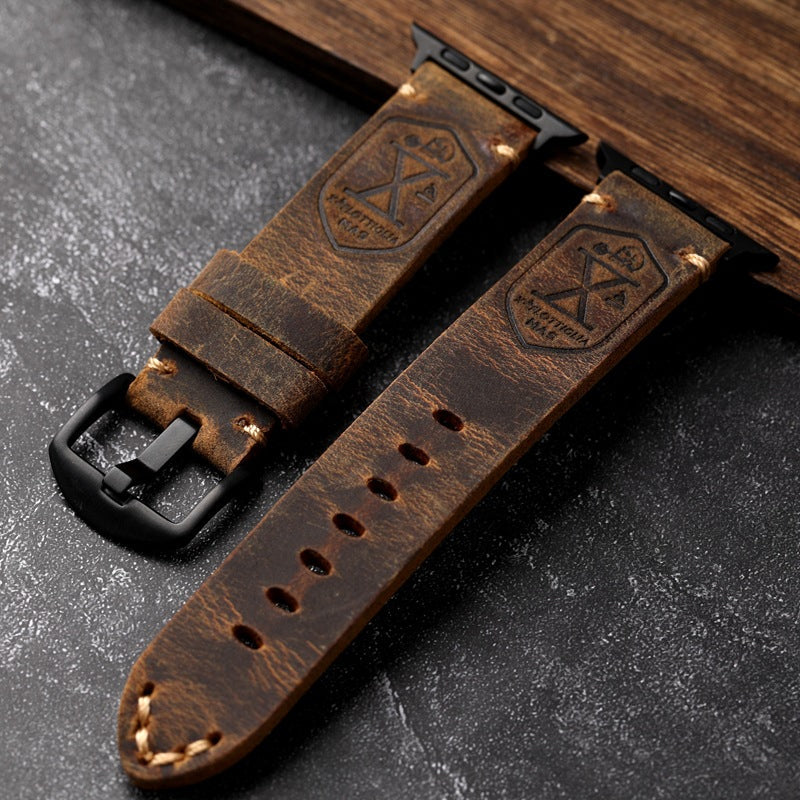 Vintage Apple Watch Strap with Stainless Steel Adapters — Handcrafted Watch Band for Everyday Wear | Koossa