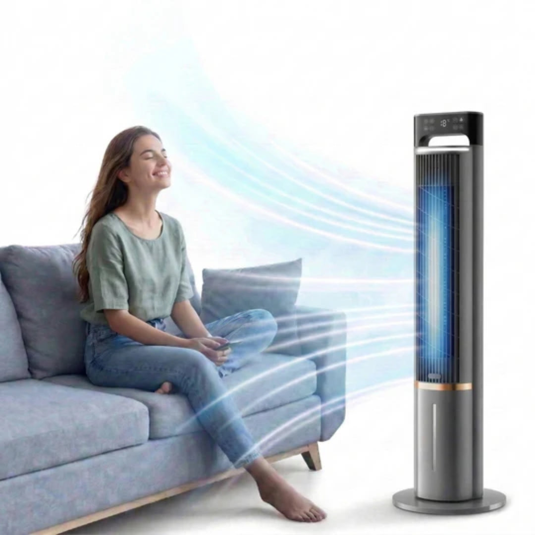 Refroidisseur d'air mobile à réservoir d'eau avec minuterie programmable et trois vitesses pour bureau et chambre | Koossa