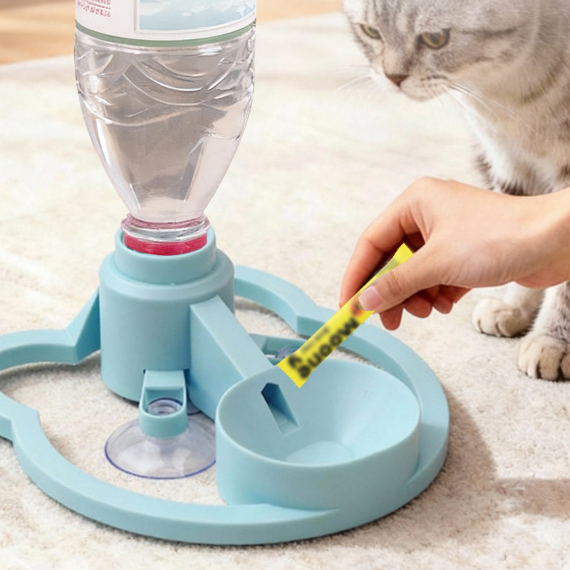 Pet Water Dispenser Bottle Adapter Gravity Auto Refill Cat Dog Drinking Station No-Spill Indoor Blue Pink | Koossa