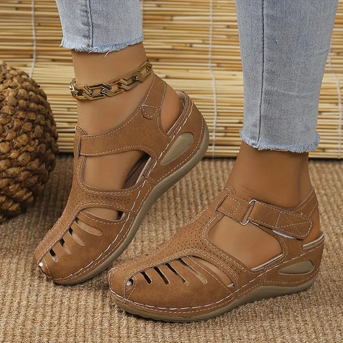 Women's Open-Toe Wedge Sandals with Supportive Footbed — Comfortable Summer Footwear for All-Day Wear | Koossa