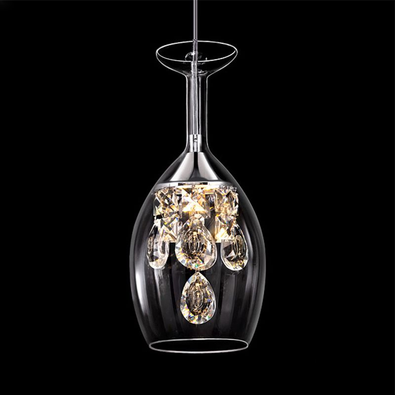 Clear Crystal Pendant Light, Wine Glass Shape Hanging Ceiling Lamp with Adjustable Cord for Dining Room, Kitchen Island & Bedroom | Lonoma