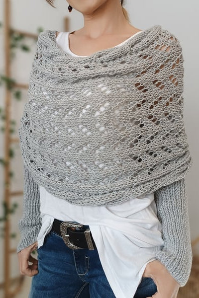 Women's Off-Shoulder Knit Shrug — Open-Weave Layering Wrap for Autumn & Winter Casual Elegance | Koossa