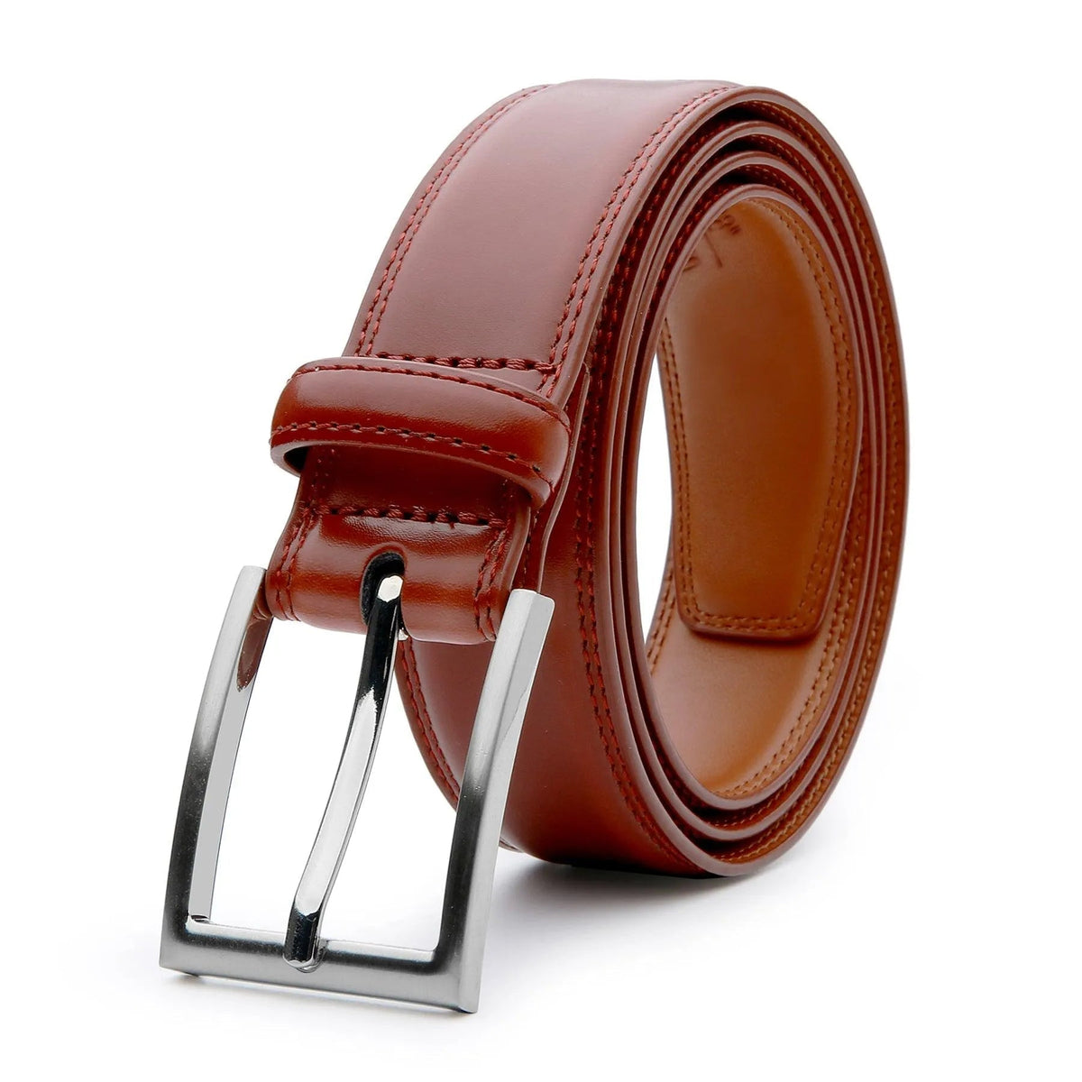 Genuine Leather Belt for Men & Women, Classic Pin Buckle Dress Belt, Black Brown Tan Navy, Business & Casual Jeans Belt | Lonoma