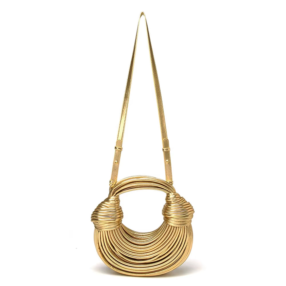 Sculptural Metallic Evening Bag with Detachable Strap in Six Lustrous Finishes | Koossa