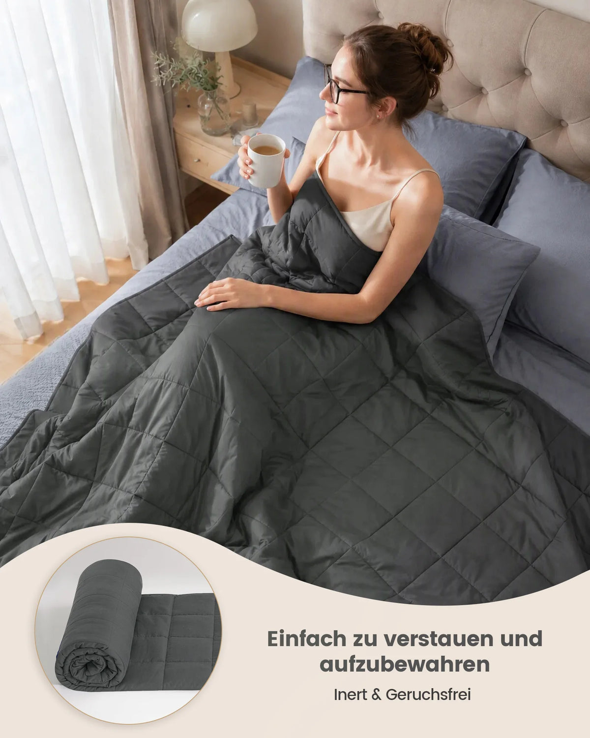 Weighted Blanket for Adults Heavy Calming Blanket Deep Pressure Sleep Therapy Anxiety Relief Breathable Polyester Glass Bead Fill 9-18 lb | Lonoma