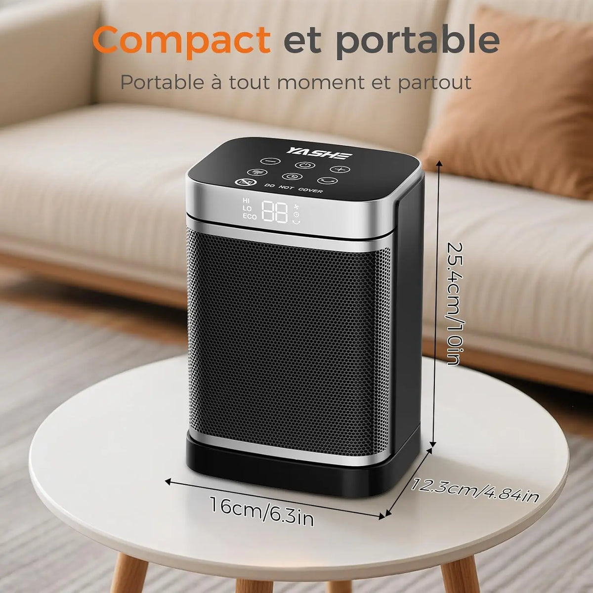 1500W Ceramic Space Heater with Programmable Thermostat 59-95°F, 70° Oscillation, 24-Hour Timer, Dual Heat Settings for Bedroom Office Dorm | Lonoma