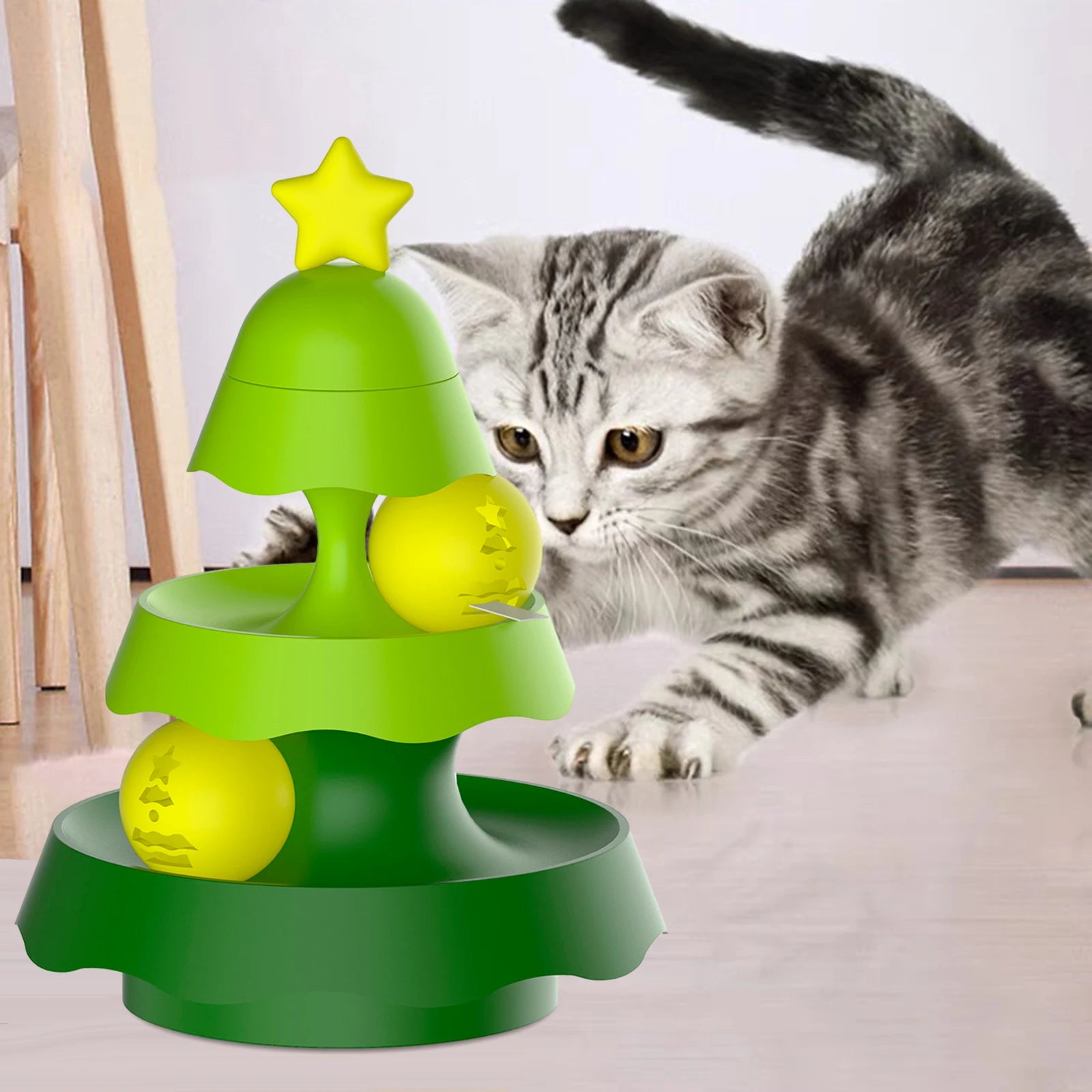 Cat Toy Slow Feeder Rotating Food Dispenser Interactive Puzzle Treat Spinner Adjustable 30cm | Koossa