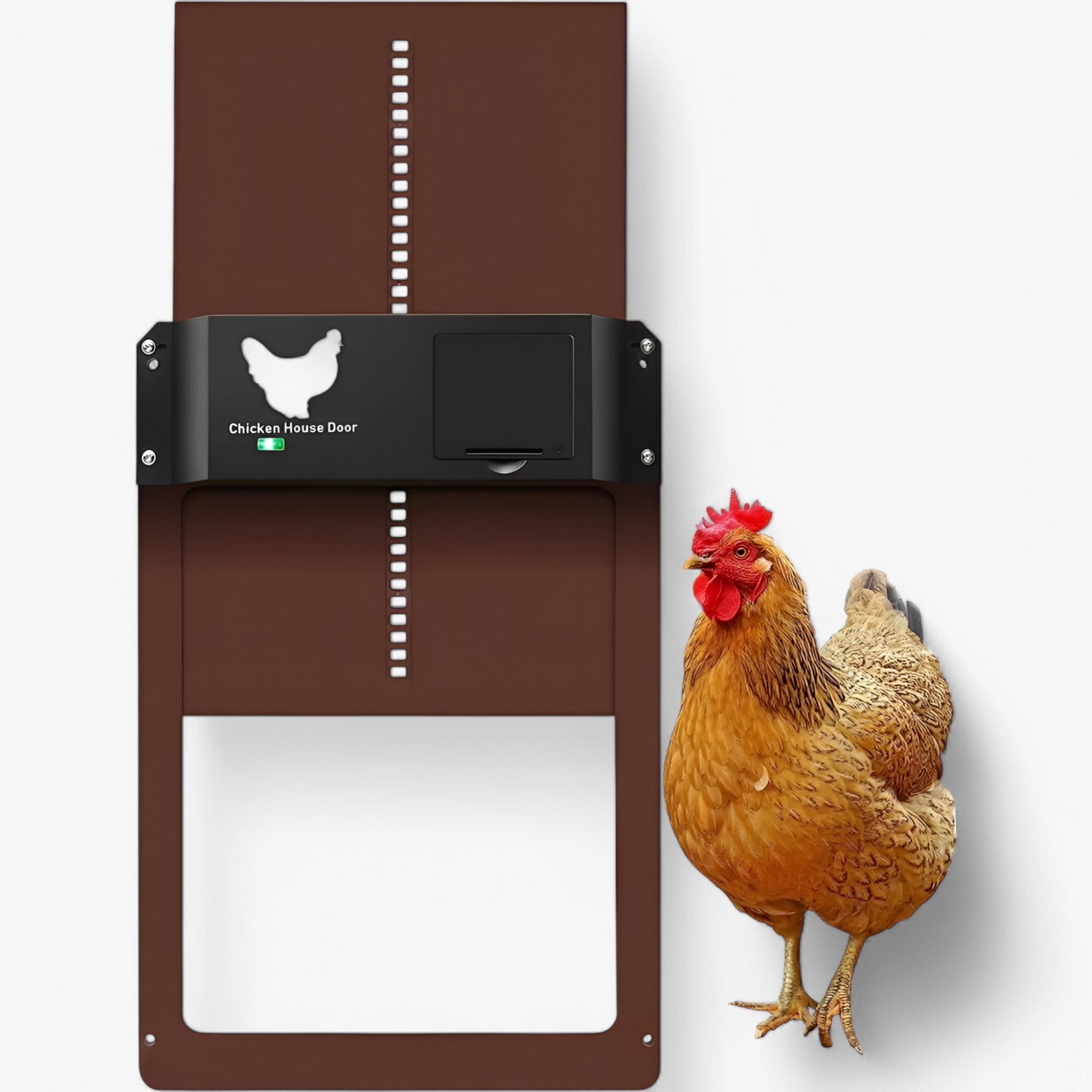 Automatic Chicken Coop Door Light Sensor Timer Battery Powered Weatherproof Green Coop Door Opener Poultry Safety | Koossa