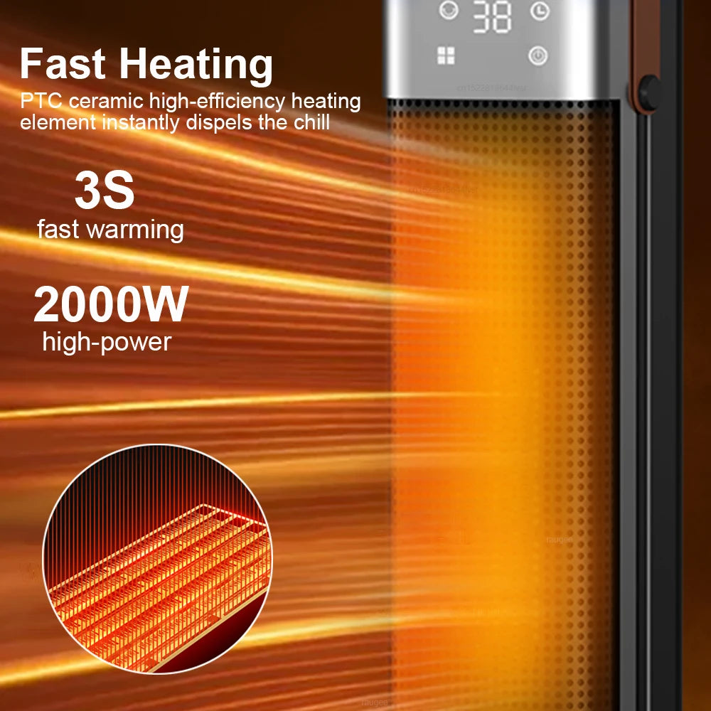 Tower Space Heater 2000W with Flame Effect & Timer for Bedroom, Office, Home Heating | Portable Electric Heater Touch Control | Lonoma