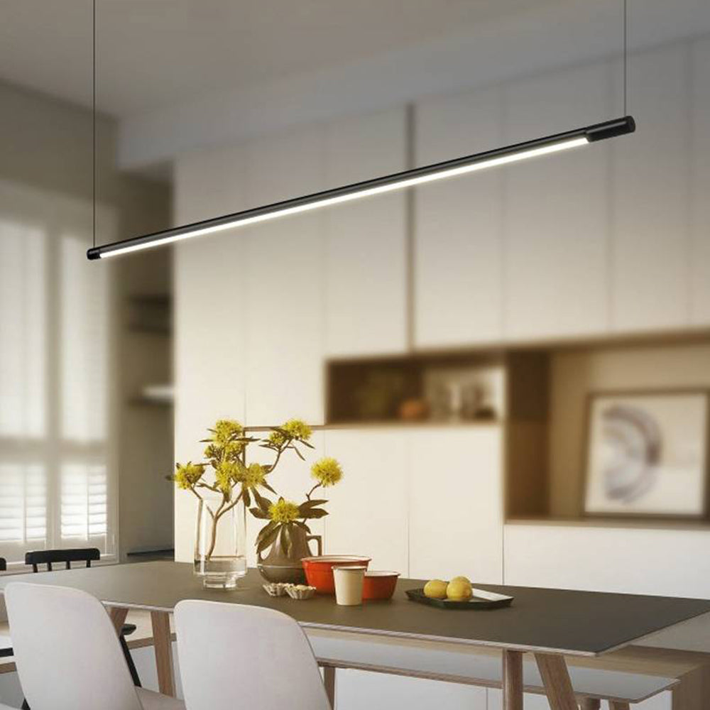 Linear LED Ceiling Fixture, Black Metal & Acrylic, Hardwired Hanging Lamp for Dining Room, Kitchen Island & Bedroom | Lonoma