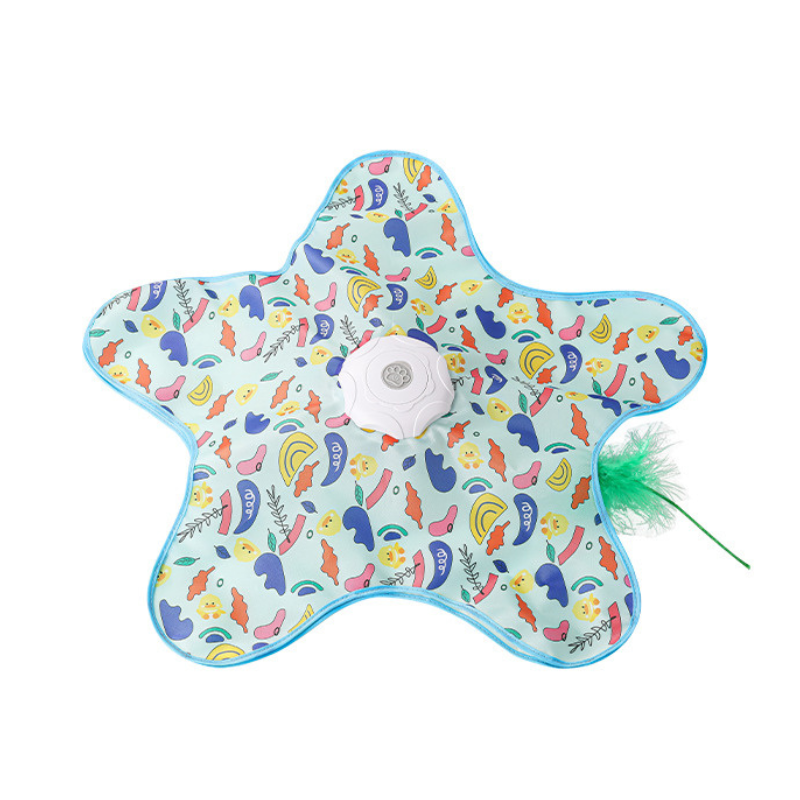 Cat Interactive Spinning Toy Electric 65cm Starfish Mat 11.7cm Motor Base USB Rechargeable Feather Chase Indoor | Koossa