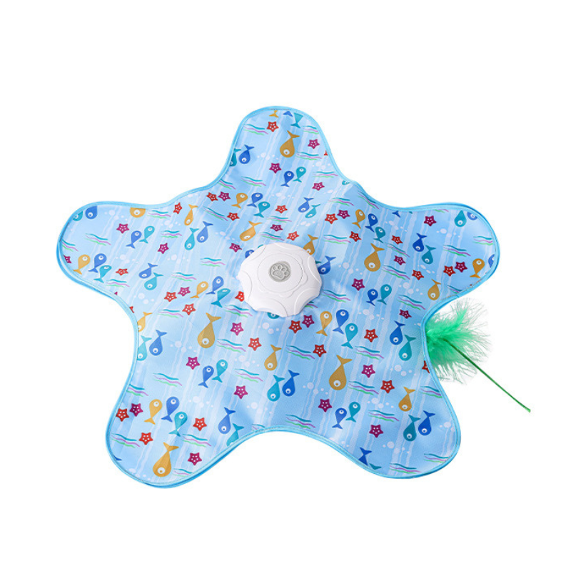 Cat Interactive Spinning Toy Electric 65cm Starfish Mat 11.7cm Motor Base USB Rechargeable Feather Chase Indoor | Koossa