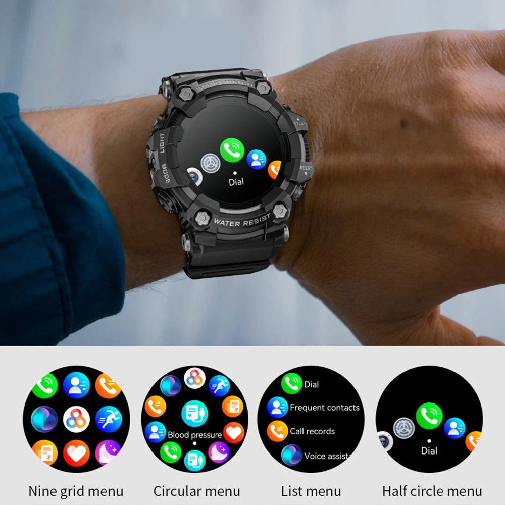 Rugged Fitness Smartwatch 1.32-Inch Touchscreen IP68 Waterproof 100+ Sport Modes Bluetooth Calling Heart Rate Sleep Monitor 15-Day Battery | Lonoma