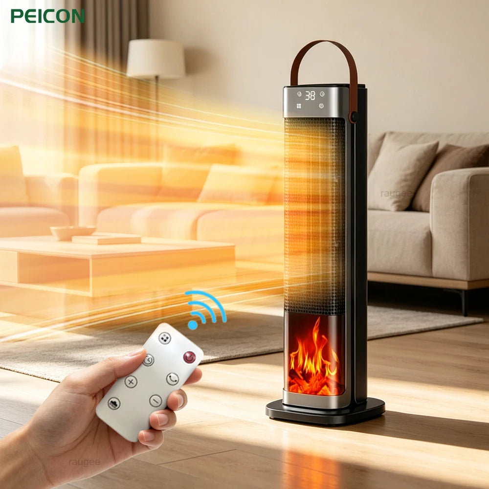 Stekker verwarming - Elektrische verwarming 2000W, elektrische kachel met vlammetje, snelle verwarming, met afstandsbediening en 12-uurs timer, geschikt voor kantoor, huis en slaapkamer.