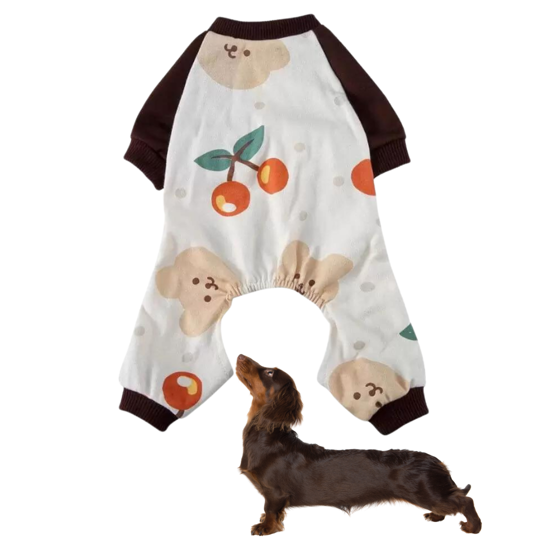 Dog Pyjamas Jumpsuit Printed Cotton Dachshund Onesie Four-Leg Suit Soft Warm Indoor Sleepwear Small Dog Loungewear Cosy | Koossa