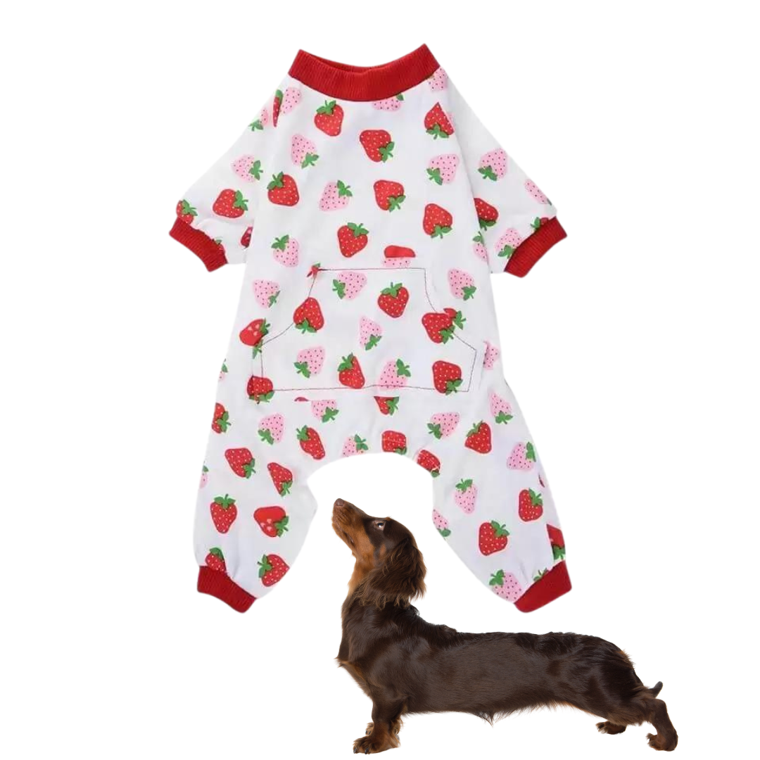 Dog Pyjamas Jumpsuit Printed Cotton Dachshund Onesie Four-Leg Suit Soft Warm Indoor Sleepwear Small Dog Loungewear Cosy | Koossa