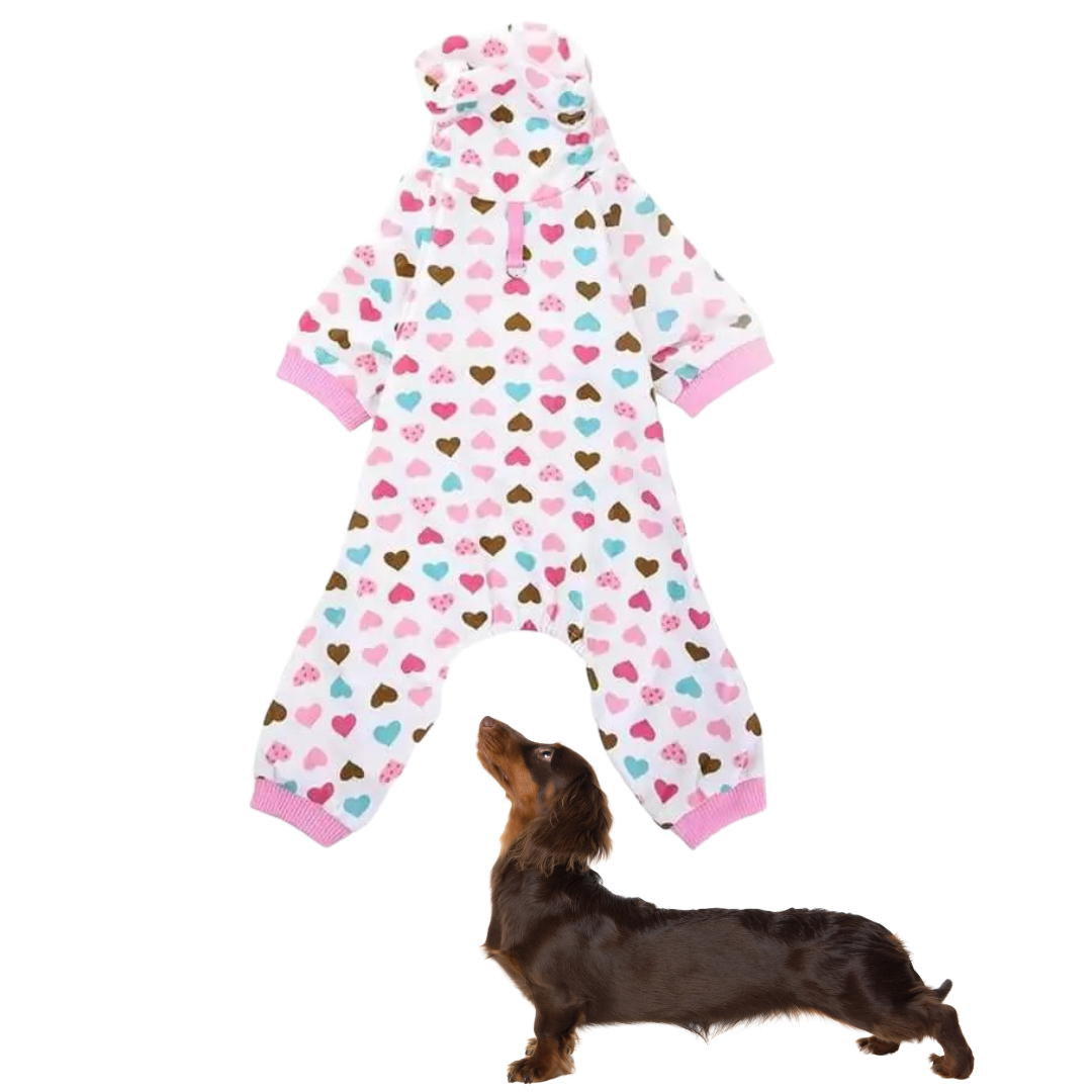 Dog Pyjamas Jumpsuit Printed Cotton Dachshund Onesie Four-Leg Suit Soft Warm Indoor Sleepwear Small Dog Loungewear Cosy | Koossa