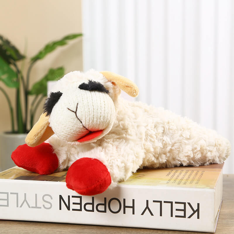 Dog Squeaky Plush Toy Sheep 11.4x4.7in Soft Chew Fetch Tug Puppy Comfort Cuddly Stuffed Animal | Koossa