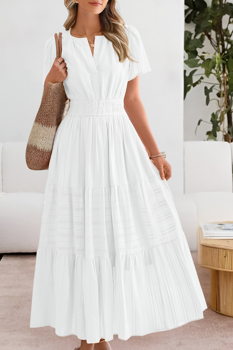 Women's Flowing Midi Dress in Cotton Blend with Relaxed A-Line Silhouette for Summer Garden Parties | Koossa