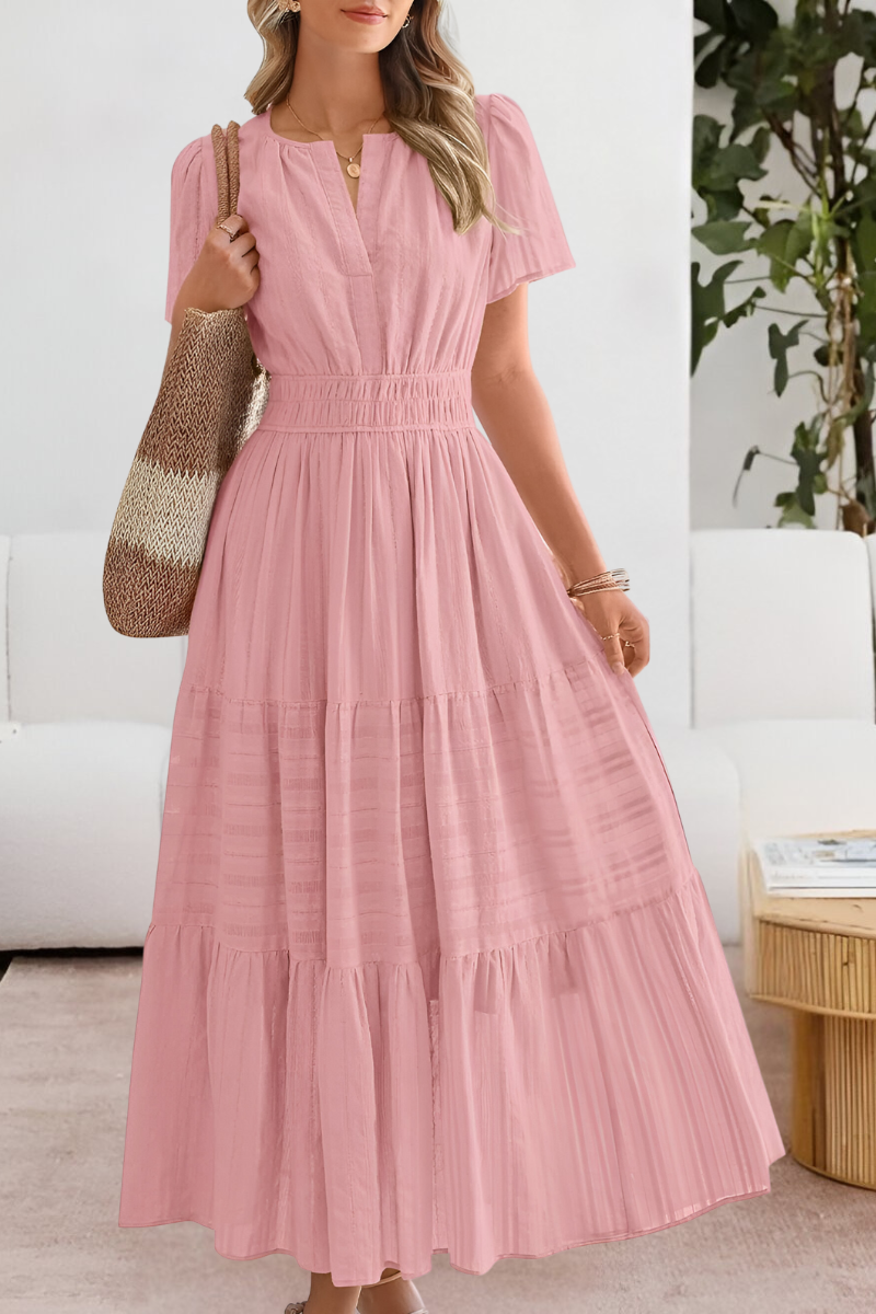 Women's Flowing Midi Dress in Cotton Blend with Relaxed A-Line Silhouette for Summer Garden Parties | Koossa
