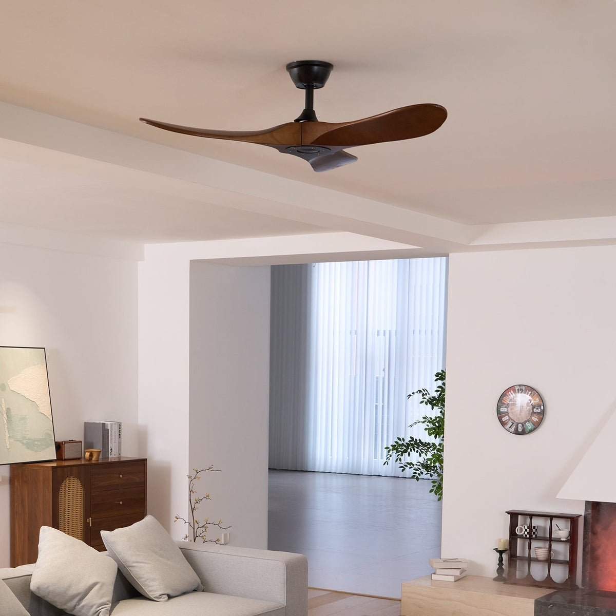 Wood Ceiling Fan with LED Light 42 inch 52 inch Black Walnut Reversible 6 Speed Indoor | Lonoma