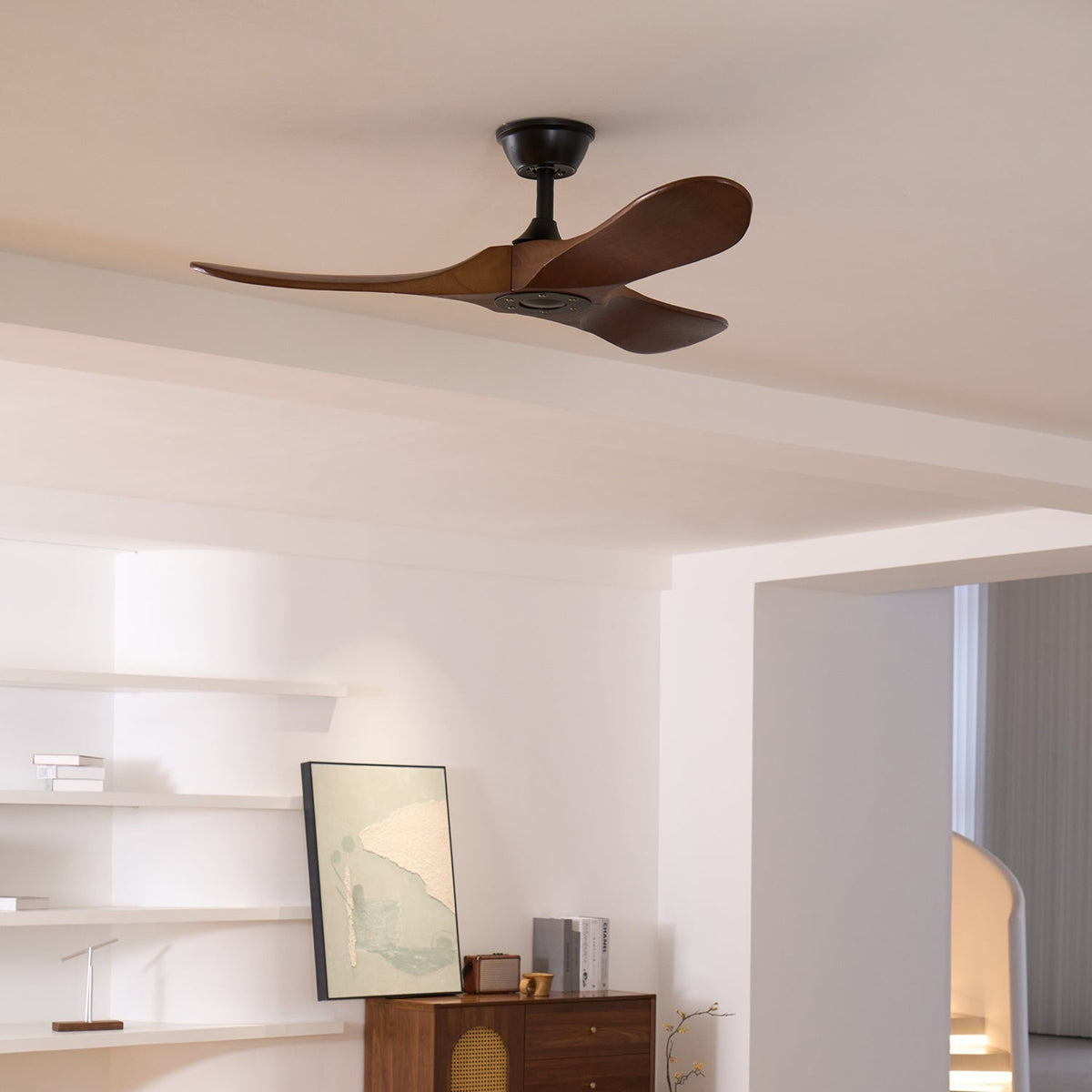 Wood Ceiling Fan with LED Light 42 inch 52 inch Black Walnut Reversible 6 Speed Indoor | Lonoma