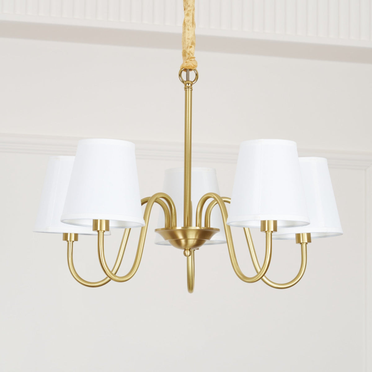 Classic Fabric Shade Chandelier with Brass Finish – Elegant Multi-Light Fixture for Dining Room, Living Room & Foyer | Lonoma