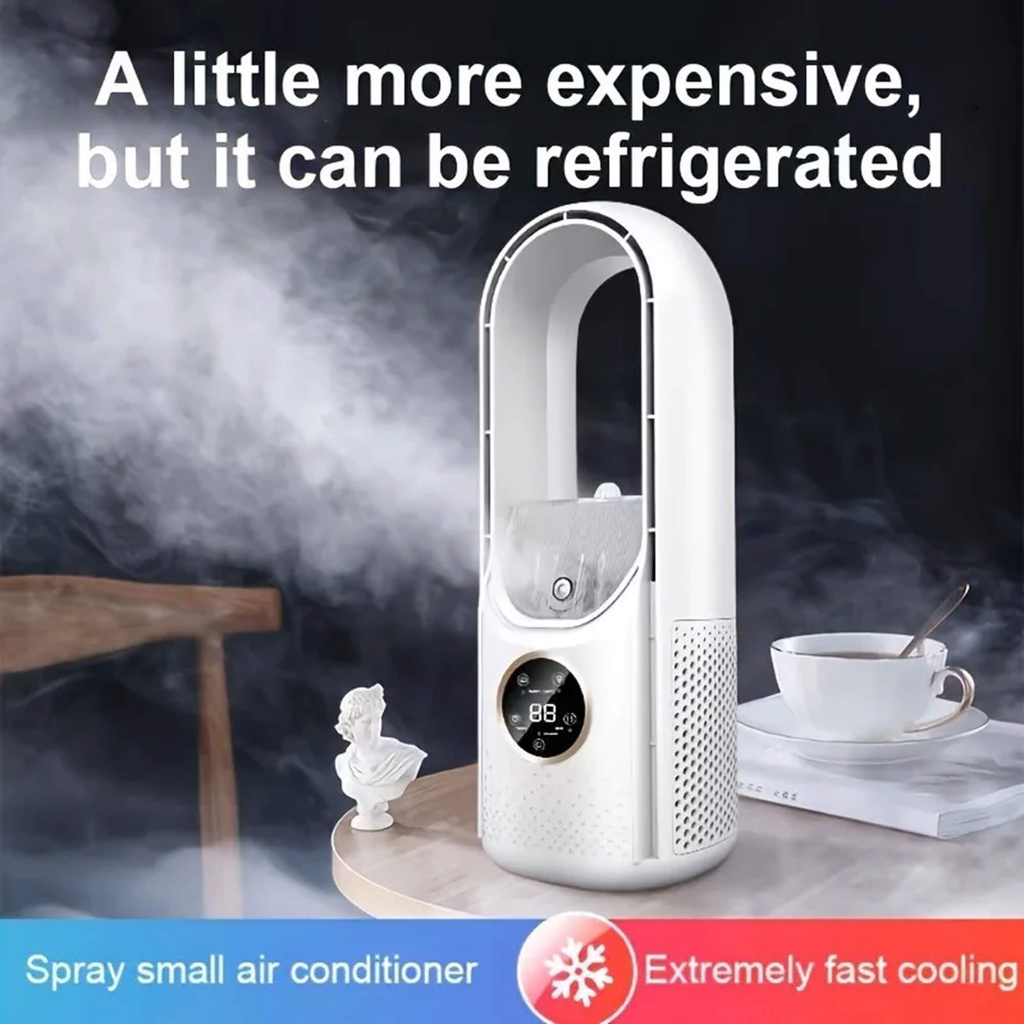 Rafraîchisseur d'Air Portable USB 100 ml Silencieux Sans Fil Blanc Bleu Bureau Chambre Maison Nomade Compact | Koossa