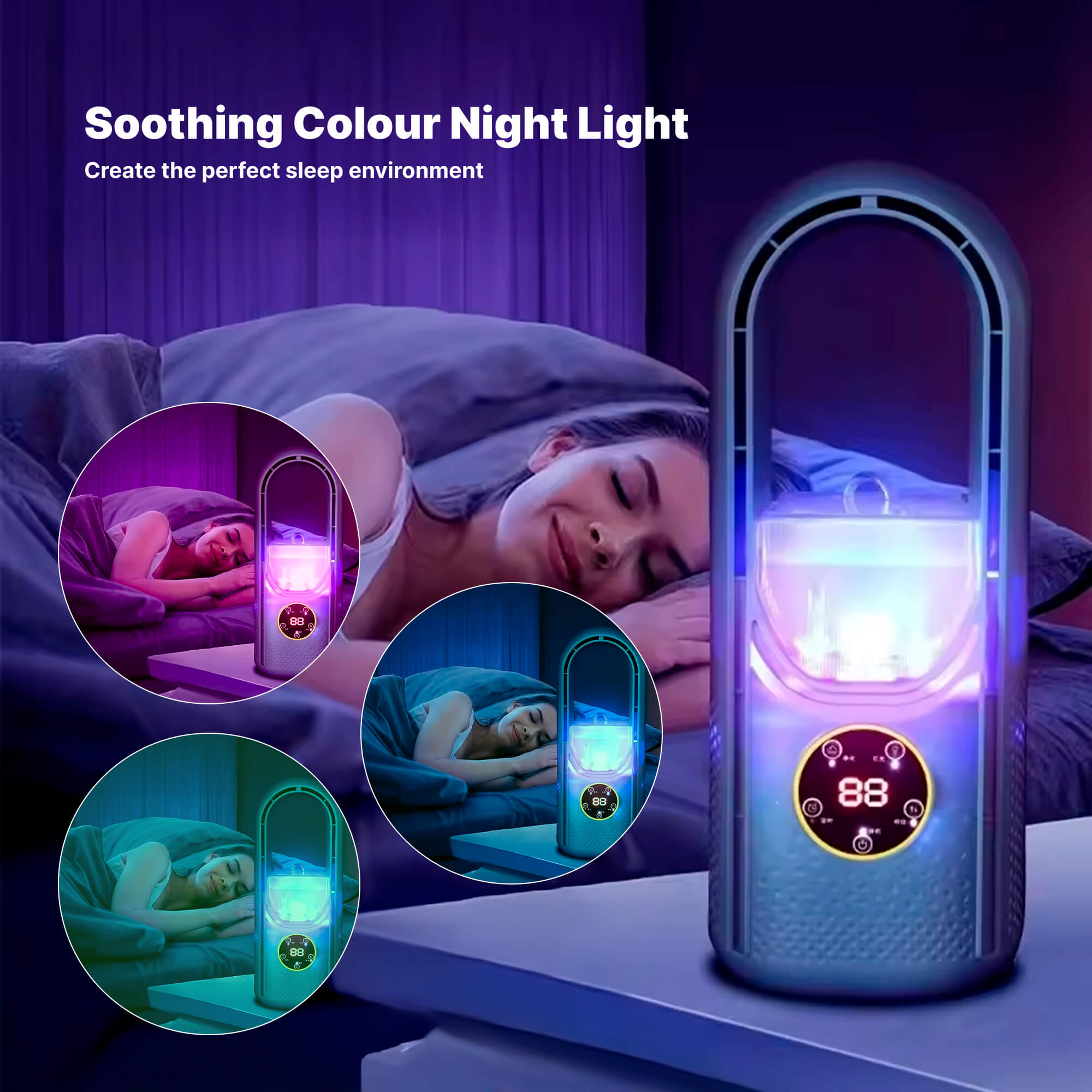 Rafraîchisseur d'Air Portable USB 100 ml Silencieux Sans Fil Blanc Bleu Bureau Chambre Maison Nomade Compact | Koossa