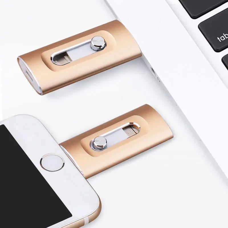 Clé USB 3-en-1 Métal Lightning USB-C USB 3.0 Multi-Appareil iPhone Android Mac PC Stockage Portable Universel | Koossa