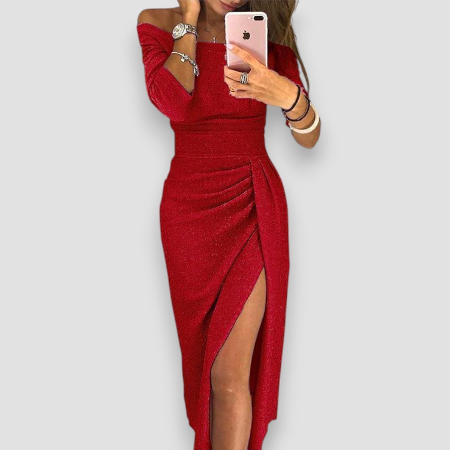 Women's Off-Shoulder Evening Dress with Flowing Silhouette in Seven Elegant Colours | Sophisticated Occasion Wear | Koossa