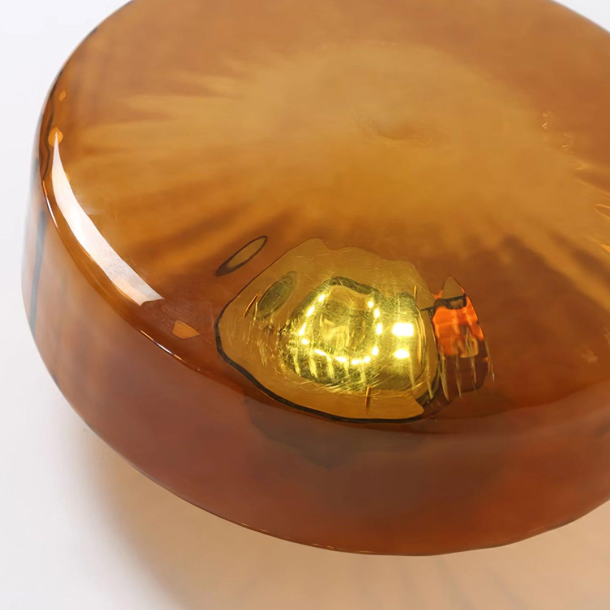 Flush Mount Ceiling Light Amber Glass Shade Vintage Sunburst Pattern for Bedroom Hallway Kitchen Dining Room Hardwired LED Fixture | Lonoma