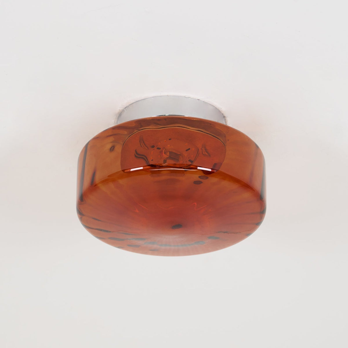 Flush Mount Ceiling Light Amber Glass Shade Vintage Sunburst Pattern for Bedroom Hallway Kitchen Dining Room Hardwired LED Fixture | Lonoma