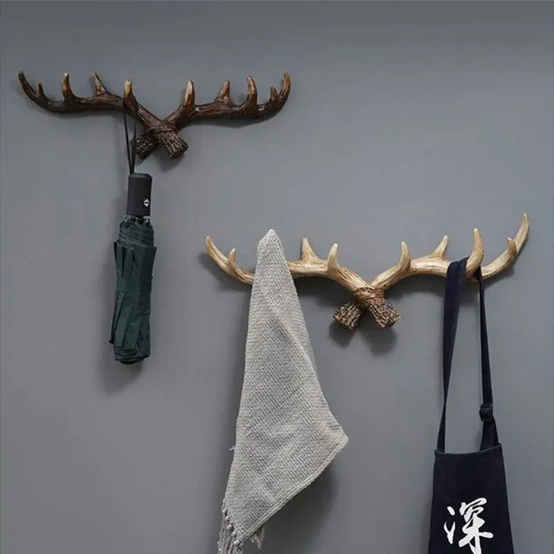 Patère murale forme bois de cerf en résine vintage 3 tailles décoration entrée couloir style rustique bohème | Koossa