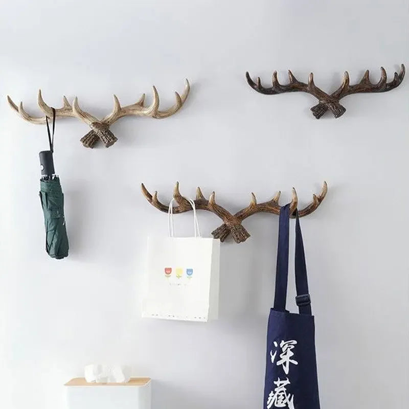 Patère murale forme bois de cerf en résine vintage 3 tailles décoration entrée couloir style rustique bohème | Koossa