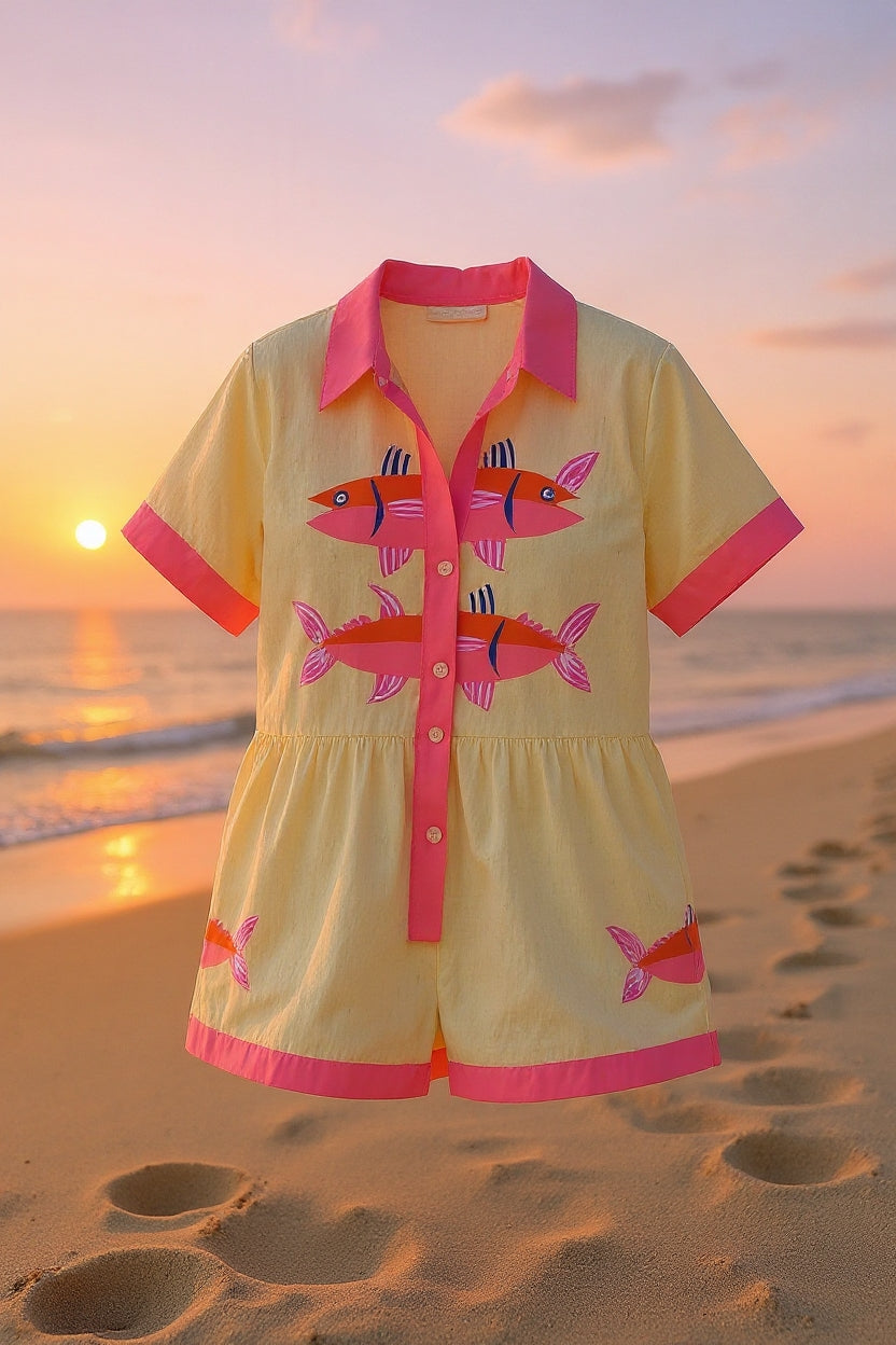 Women's Coordinated Shirt and Shorts Two-Piece Set in Lightweight Fabric for Warm Weather Holidays Casual Summer Outings Beach Resort Wear Relaxed Elegant Everyday Styling | Koossa