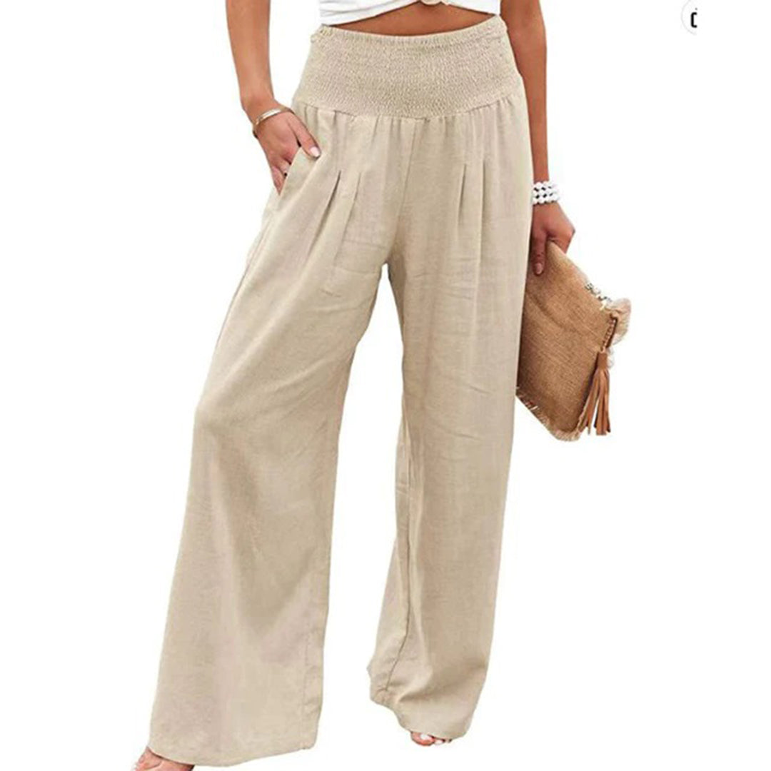Women's Elasticated Wide-Leg Summer Trousers — Comfortable Casual Trousers for Warm Weather & Everyday Wear | Koossa