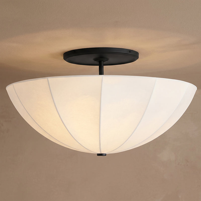 Drum Ceiling Light with Fabric Shade 16-24 in Gold Black White Metal Semi-Flush for Bedroom Dining Living Room Entryway Hallway | Lonoma