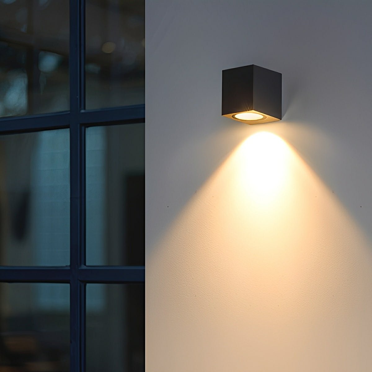 Applique murale extérieure LED carrée double flux lumineux IP65 noir mat éclairage façade terrasse entrée | Koossa