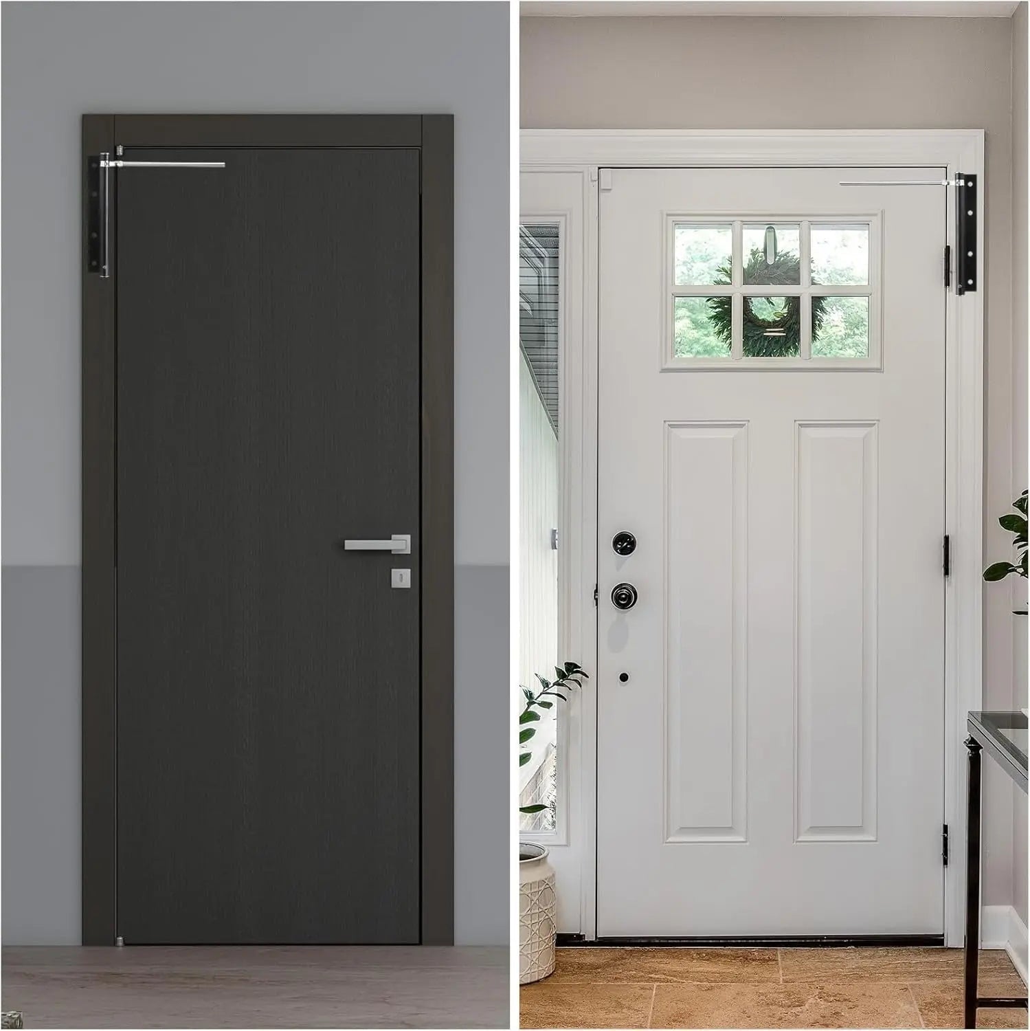 Ferme-porte automatique en acier inoxydable réglable 4 vitesses pour intérieur discret élégant et sécurisé | Koossa